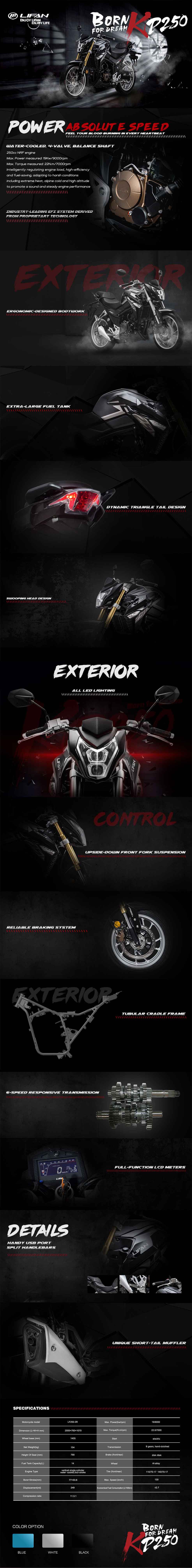 KP250 (LF250-3R) factory presentation sheet