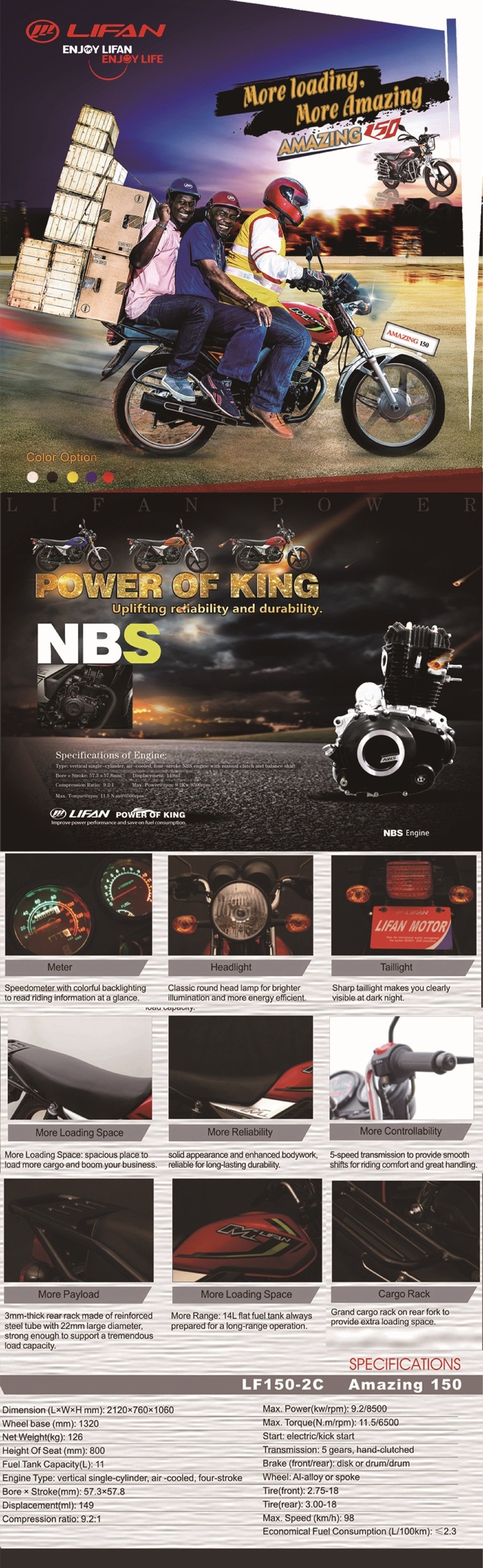 AMAZING 150 (LF150-2C(Ⅳ)) factory presentation sheet